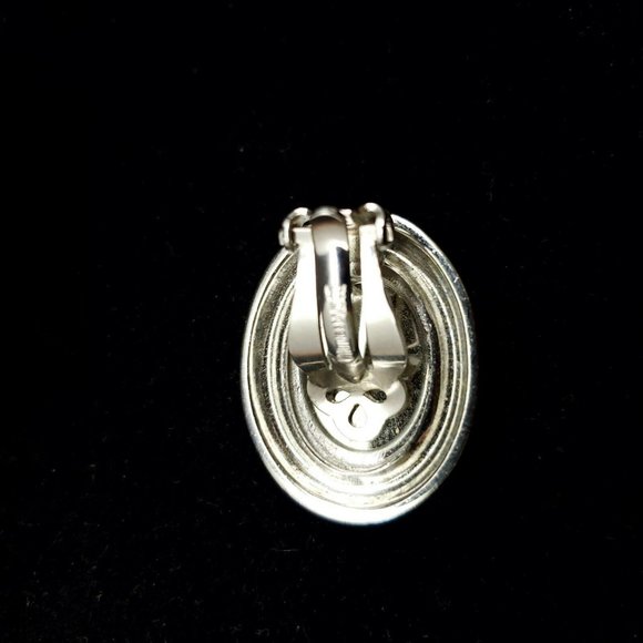 Vtg Whiting & Davis Co Hematite Clip On Earrings - Picture 7 of 12